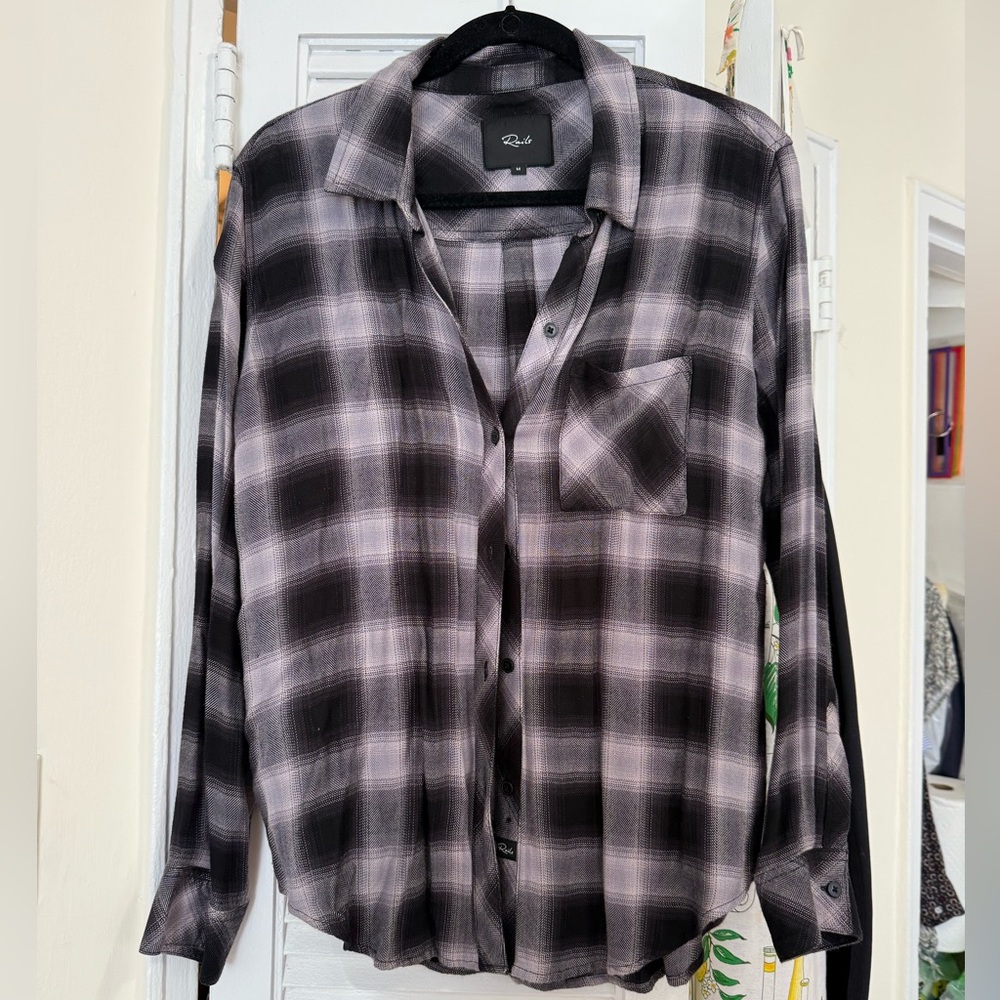 Black and white plaid button down from Rails